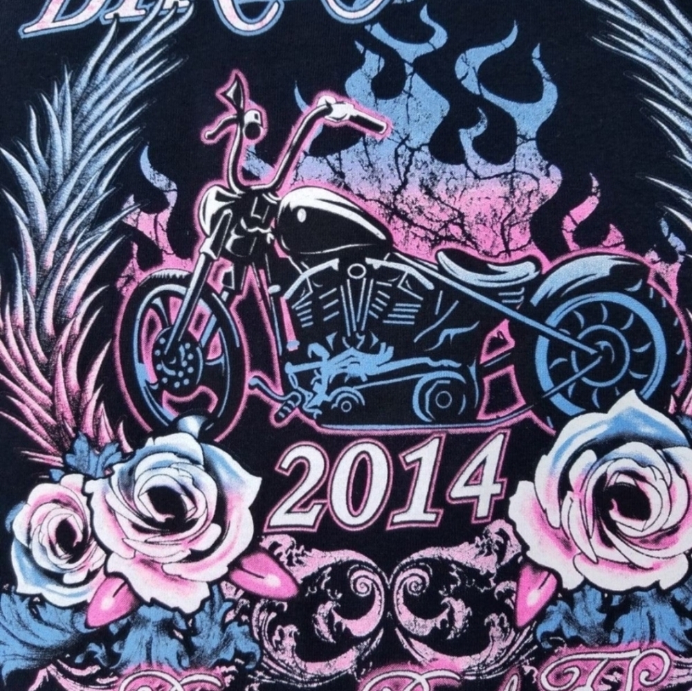 Bike Week Daytona 2014 Womens Tshirt Gildan Black Size Small EUC Floral Biker - Picture 3 of 5